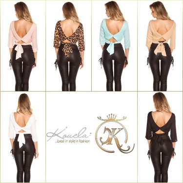 Trendy crop blouse backless Cappuccino